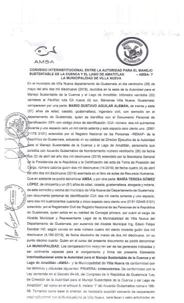 Convenio entre AMSA y la Municipalidad de Villa Nueva  2019