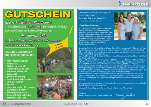 Bayreuther Sonntagszeitung / Reisecenter Schaffranek Leserreisen 2020 