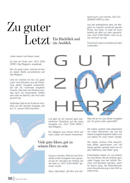 GUT ZUM HERZ | Das Magazin Ausgabe Oktober 2019 »Der Wald«