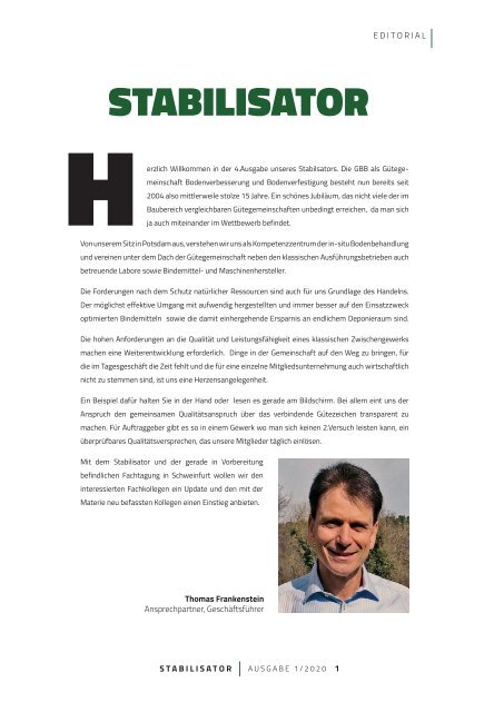 Stabilisator Ausgabe 2020