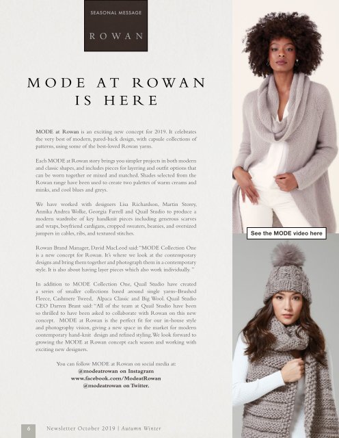 Rowan Autumn Winter 2019 Newsletter