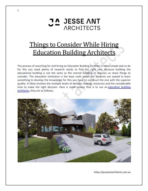 Things to Consider While Hiring Education Building Architects