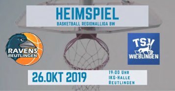 Heimspiel Ravens Reutlingen vs. TSV Wieblingen 26 10 2019