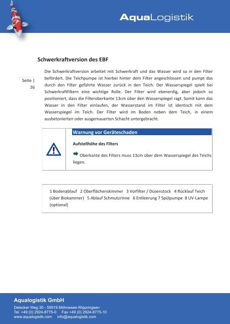 Bedienungsanleitung Endlosbandfilter PRO