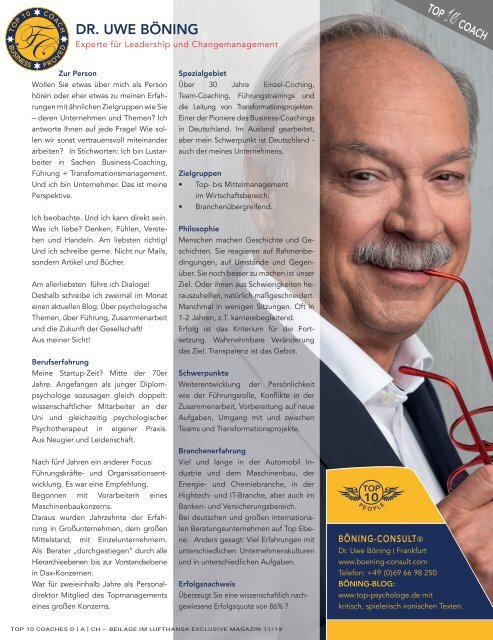 TOP COACHES/ Lufthansa Exclusive Magazin 11/19