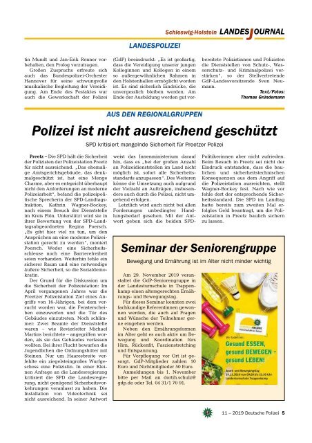Deutsche Polizei - Landesjournal S-H 11/2019
