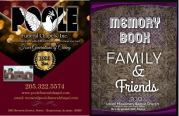 UNION MISSIONARY BAPTIST CHURCH FAMILY AND FRIENDS DAY MEMORY BOOK OCTOBER 2019