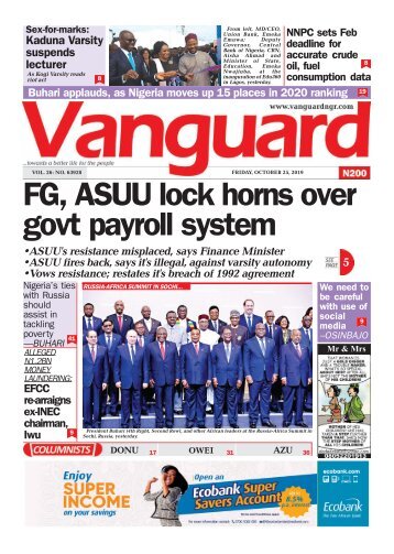 25102019 - FG ASUU lock horns over govt  payroll system