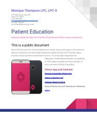 Patient Education Brochure Monique Thompson LPC LPC-S