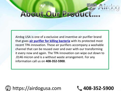 Air Purifier for Killing Bacteria with TPA technology | AirdogUSA