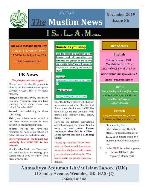 Muslim News No 86 November 2019 