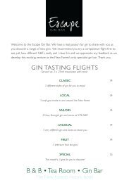 Thatched Cottage Gin Menu
