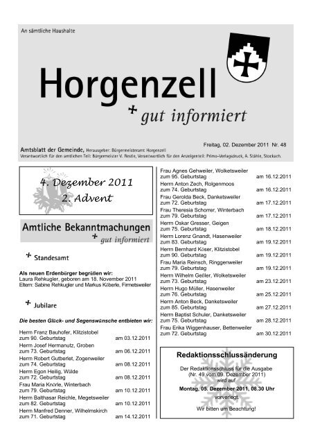 4. Dezember 2011 2. Advent - Horgenzell