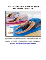 Choose PIES Fitness Yoga Studio for Comprehensive Yoga Therapy in Alexandria, VA