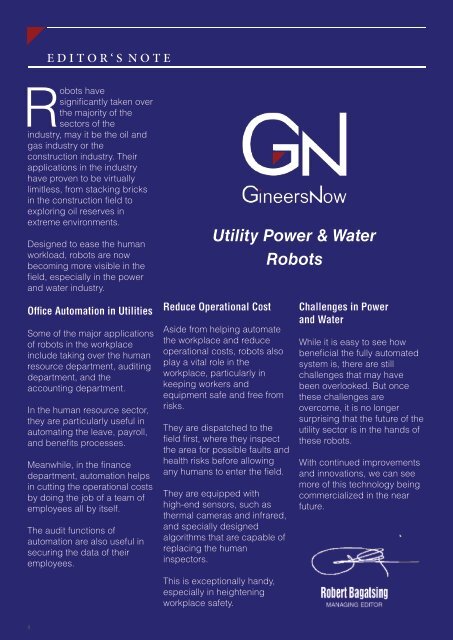  Utility Power & Water Robots, Electric Power & Water Leaders magazine, Nov2019