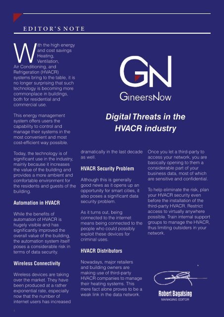 Digital Threats in HVAC, HVACR Leaders magazine, Nov2019
