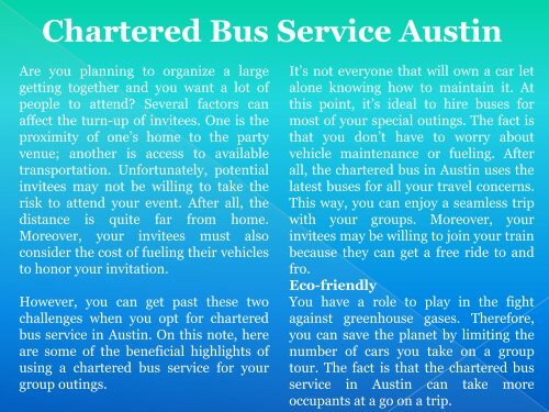 Chartered Bus Austin