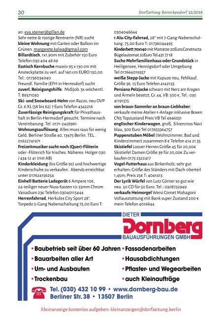 Die Dorfzeitung Reinickendorf Dezember 2019