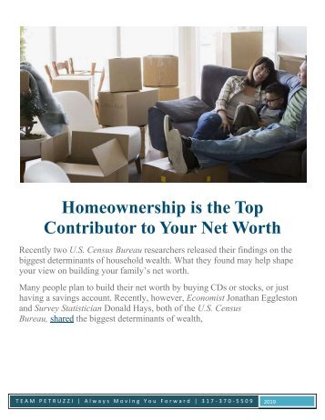 Homeownership is the Top Contributor to Your Net Worth