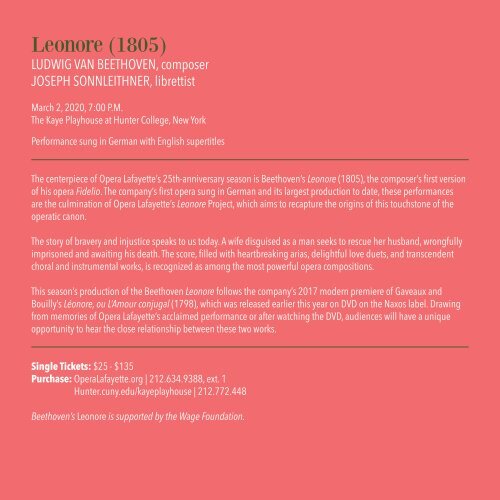 Opera Lafayette 19/20 NYC Season Brochure