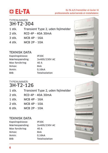 EL-TA A/S Standard Tavler