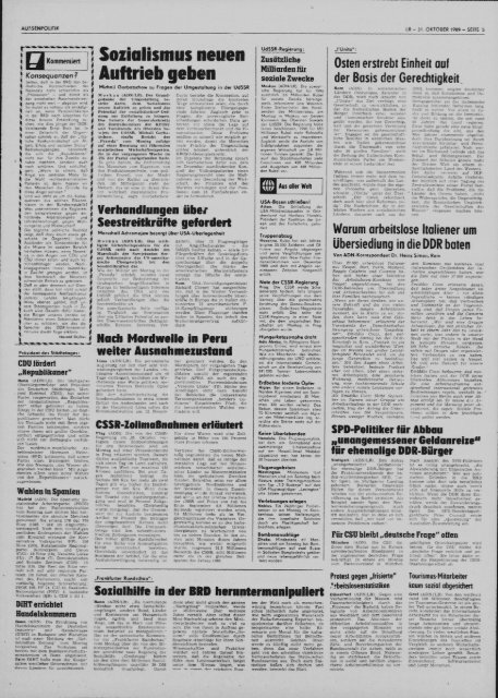 Ausgabe der Lausitzer Rundschau vom 31-10-1989