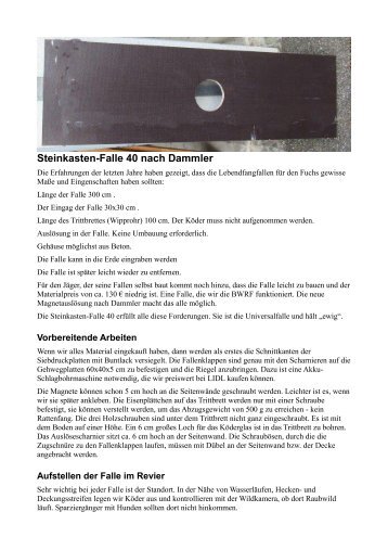 Steinkasten-Falle 40 Text