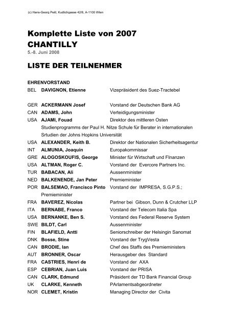 Bilderberger Mitgliederliste