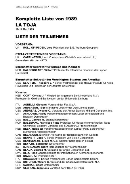 Bilderberger Mitgliederliste