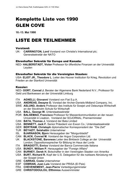 Bilderberger Mitgliederliste