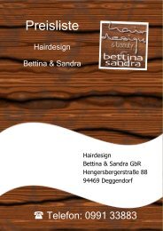 Preisliste Hairdesign Bettina & Sandra