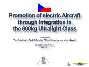Jan Fridrich, promotion-of-electric-aircraft-through-600 kg ultralight class