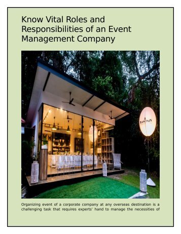 Know Vital Roles and Responsibilities of an Event Management Company