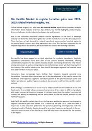 Bio Vanillin Market share to cross USD 19 million by 2023