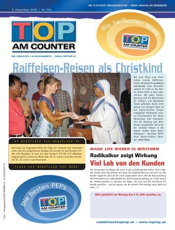 Raiffeisen-Reisen als Christkind - top am counter