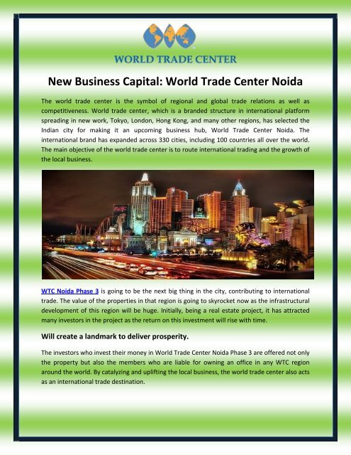New Business Capital World Trade Center Noida