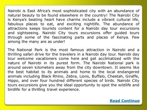 Nairobi City Tours Excursions