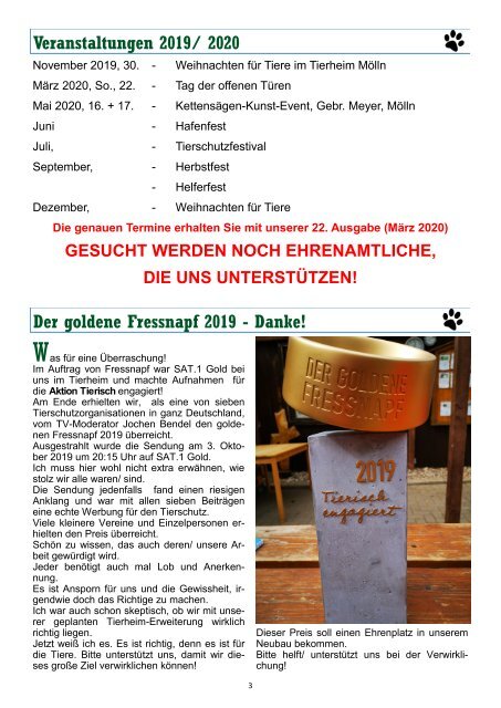 Pfoten-News Ausgabe 21(Dezember 2019)