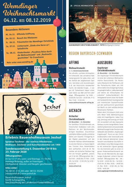 SchlossMagazin November 2019 Bayerisch-Schwaben und Fünfseenland