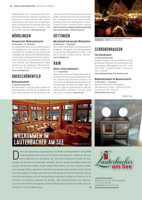 SchlossMagazin November 2019 Bayerisch-Schwaben und Fünfseenland