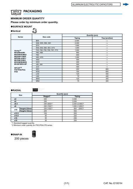 ALUMINUM ELECTROLYTIC CAPACITORS