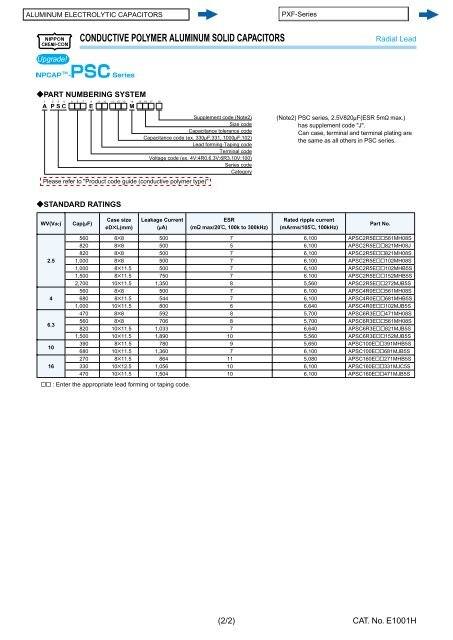 ALUMINUM ELECTROLYTIC CAPACITORS