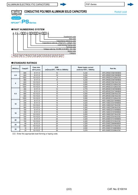 ALUMINUM ELECTROLYTIC CAPACITORS