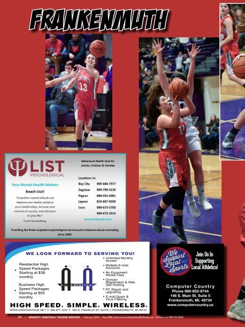 February 2018 Issue of Varsity Monthly Thumb Magazine