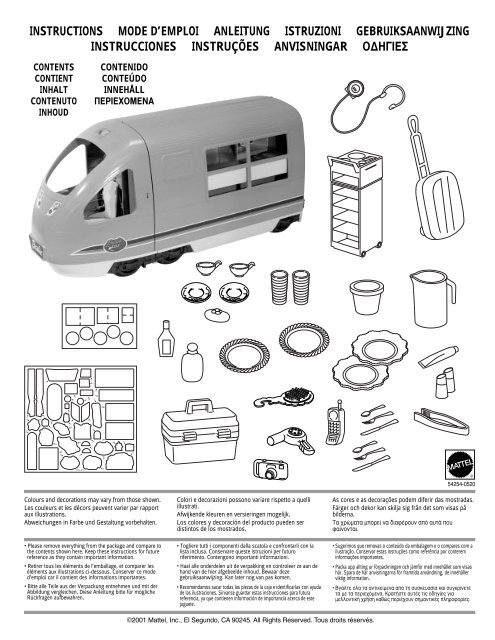 instructions mode d'emploi anleitung istruzioni ... - Mattel