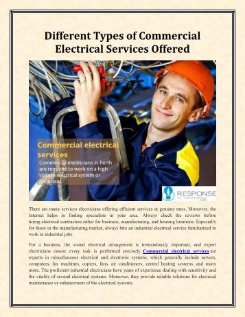 Different Types of Commercial Electrical Services Offered