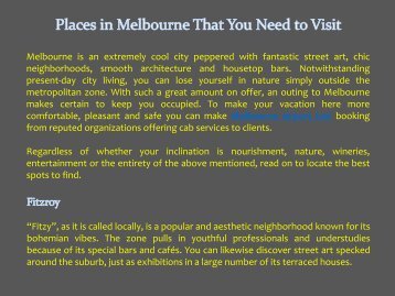 Places in Melbourne that you need to visit