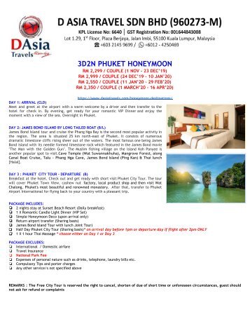 Phuket Honeymoon Packages - James Bond Island, Phang Nga Bay Cruise - D Asia Travels